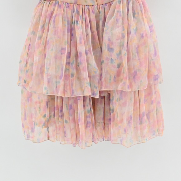 Maya Puff Sleeve Organza Mini Dress Size 8 Pastel Multi Floral Tiered Fairycore - Picture 14 of 15